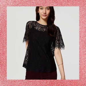 Ann Taylor LOFT Stained Glass Lace Bow Back Tee